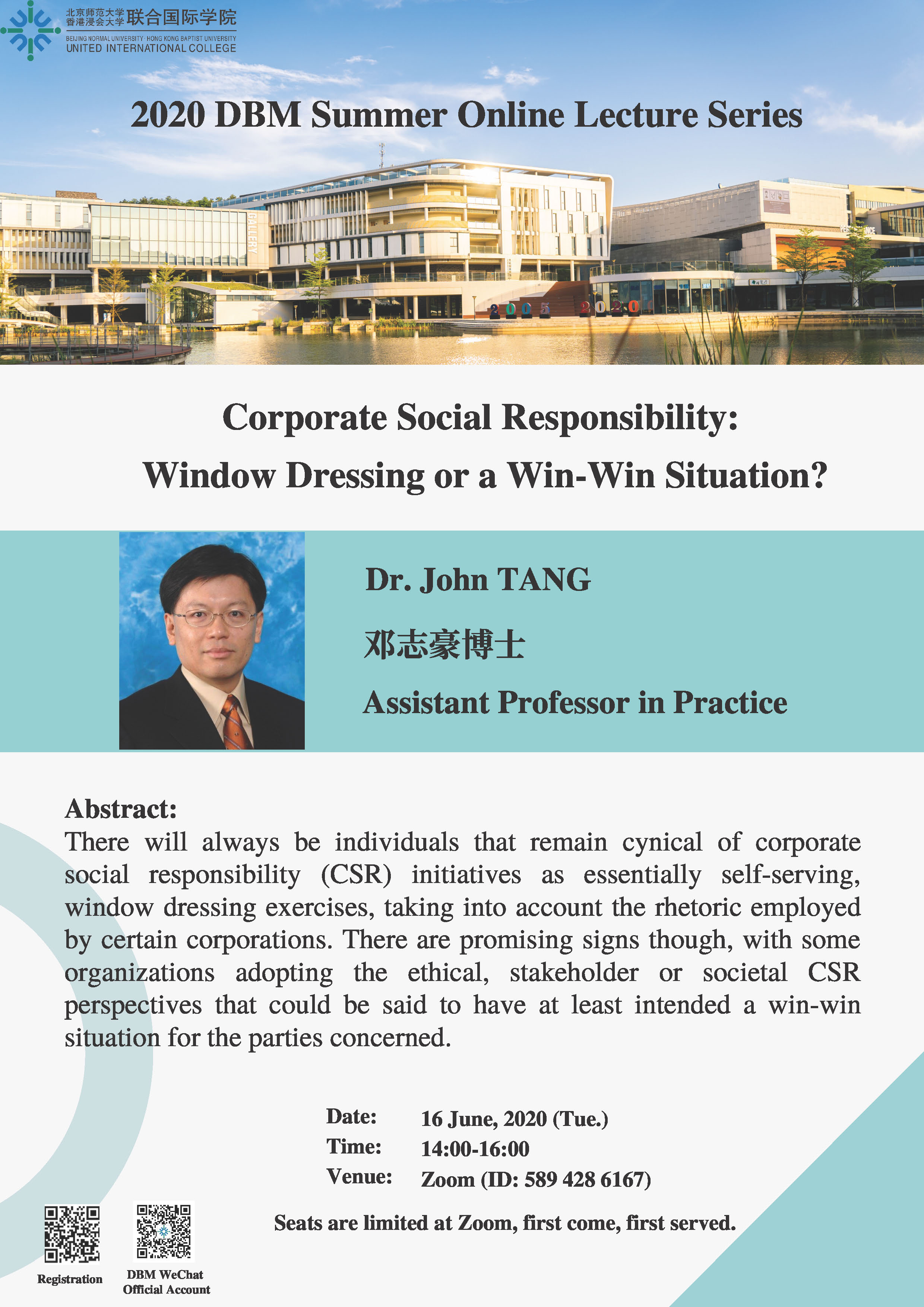 Lecture 1 Dr. John Tang 小